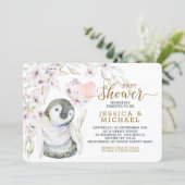 Cute Watercolor Penguin Gender Neutral Baby Shower Invitation (Standing Front)