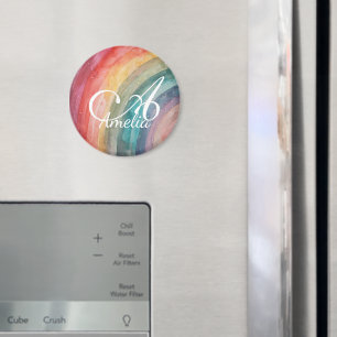 Cute Watercolor Personalized Rainbow Magnet