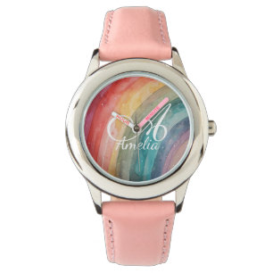 Cute Watercolor Personalized Rainbow Watch