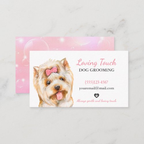 Cute Watercolor Pet Dog Grooming Service Business Card