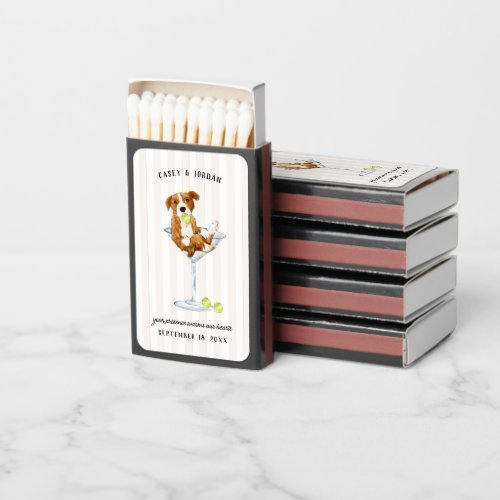 Cute Watercolor Pet Dog Wedding Favor Matchboxes