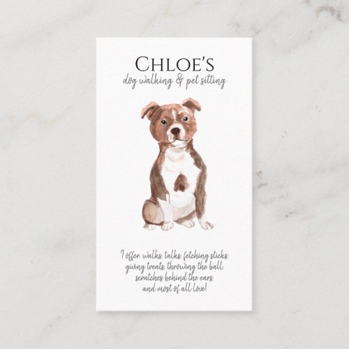 Cute Watercolor Pet Sitter Dog Walker Business Card