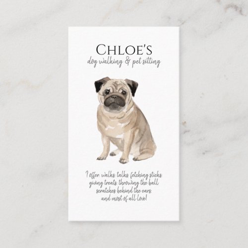 Cute Watercolor Pet Sitter Dog Walker  Business Card