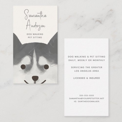 Cute Watercolor Pet Sitter Dog Walker Groomer Business Card