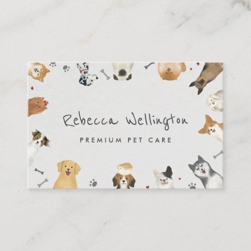 Cute Watercolor Pets Dogs Pet Sitter Dog Walker Business Card Cute Watercolor Pets Dogs Pet Sitter Dog Walker Business Card
