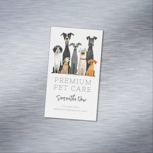 Cute Watercolor Pets Dogs Pet Sitter Dog Walker Business Card Magnet