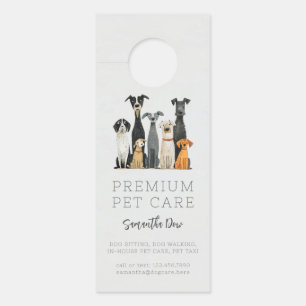 Cute Watercolor Pets Dogs Pet Sitter Dog Walker Door Hanger