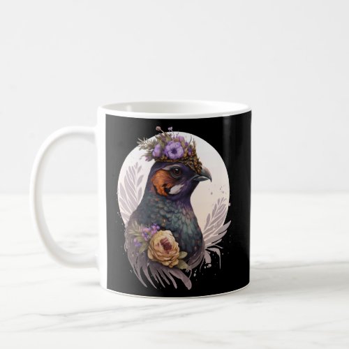 Cute Watercolor Pheasant Bird Flower Crown Pet Bir Coffee Mug