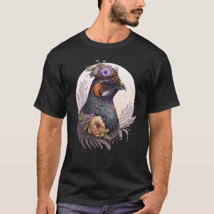Cute Watercolor Pheasant Bird Flower Crown Pet Bir T-Shirt