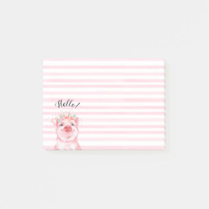 Cute Watercolor Pig Post-it Notes