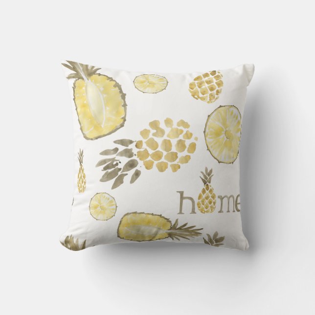 Cute Watercolor Pineapple  Throw Pillow (Front)