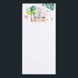 Cute Watercolor Pink Beach House Note Pads<br><div class="desc">This cute tropical notepad features a replica of my unique hand painted watercolor pink beach house with palm tree, great white heron and pink flamingo on a crisp white background. A cute and charming choice for your office and home lasted in Florida, Hawaii or any tropical location. To see more...</div>