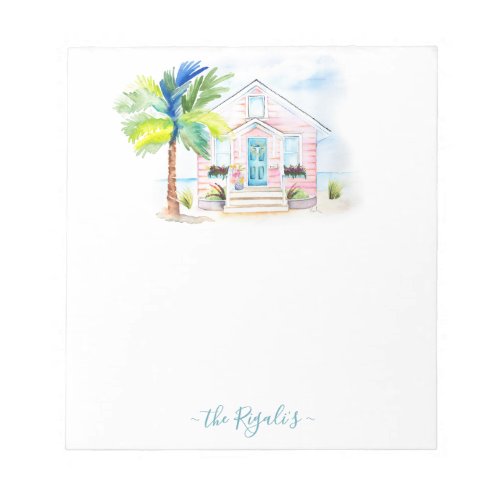 Cute Watercolor Pink Beach House Note Pads