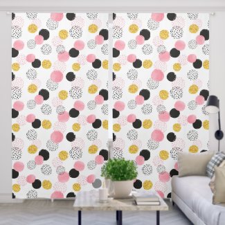 Cute Watercolor Pink Black Gold Polka Dots Nursery