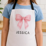 Cute Watercolor Pink Bow Coquette Baking  Apron<br><div class="desc">This adorable personalized bow coquette apron is perfect for women, girls, and anyone who loves sweet, feminine, and vintage-inspired styles. Featuring delicate bows and soft pastel tones, it blends playful elegance with a touch of retro flair. The whimsical coquette aesthetic adds a stylish, eye-catching charm that’s delightfully girly and cheerful....</div>