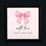 Cute Watercolor Pink Bow Coquette Jewelry Keepsake Gift Box<br><div class="desc">This adorable personalized bow coquette jewelry keepsake gift box is perfect for women, girls, and kids who love sweet, feminine, and vintage-inspired styles. Featuring delicate bows and soft pastel tones, it blends playful elegance with a touch of retro flair. The whimsical coquette aesthetic adds a stylish, eye-catching vibe that’s delightfully...</div>