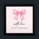 Cute Watercolor Pink Bow Coquette Jewelry Keepsake Gift Box<br><div class="desc">This adorable personalized bow coquette jewelry keepsake gift box is perfect for women, girls, and kids who love sweet, feminine, and vintage-inspired styles. Featuring delicate bows and soft pastel tones, it blends playful elegance with a touch of retro flair. The whimsical coquette aesthetic adds a stylish, eye-catching vibe that’s delightfully...</div>