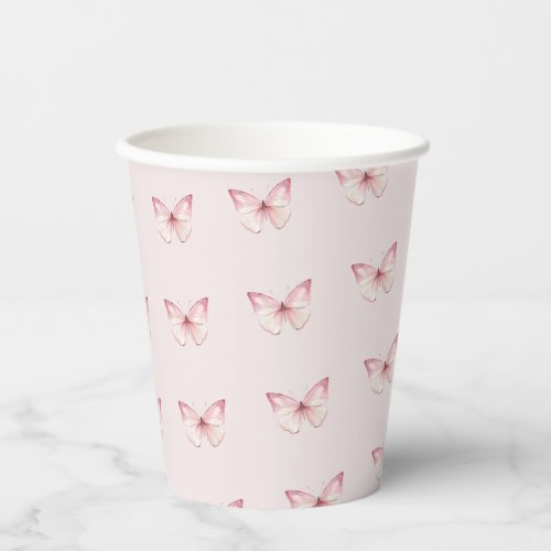 Cute Watercolor Pink Butterflies  Paper Cups