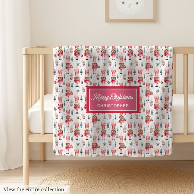 Cute watercolor pink Christmas nutcrackers blanket (Cute watercolor pink Christmas nutcrackers blanket)