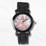 Cute Watercolor Pink Fairy Girly Butterflies Watch<br><div class="desc">Cute Watercolor Pink Fairy Girly Butterflies Kids Girls eWatch Watches features a cute pink watercolor fairy with butterflies. Created by Evco Studio www.zazzle.com/store/evcostudio</div>
