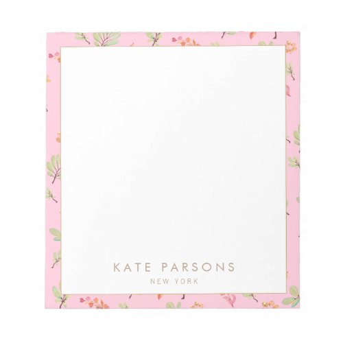 Cute Watercolor Pink Floral Pattern Notepad