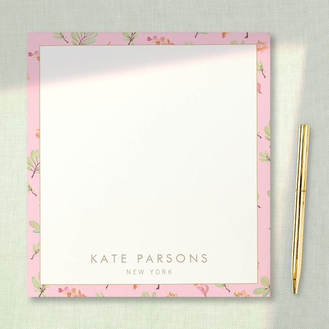 Cute Watercolor Pink Floral Pattern Notepad (Creator Uploaded)