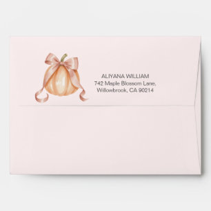 Cute Watercolor Pink Pumpkin Baby Shower Envelope