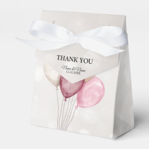 Cute Watercolor Pink White Balloons Party Favor Boxes