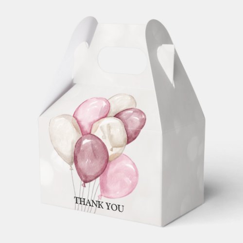 Cute Watercolor Pink White Balloons Party Favor Boxes