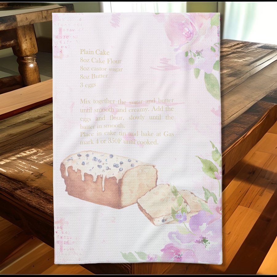 Cute Watercolor Plain Cake Recipe Kitchen Towel