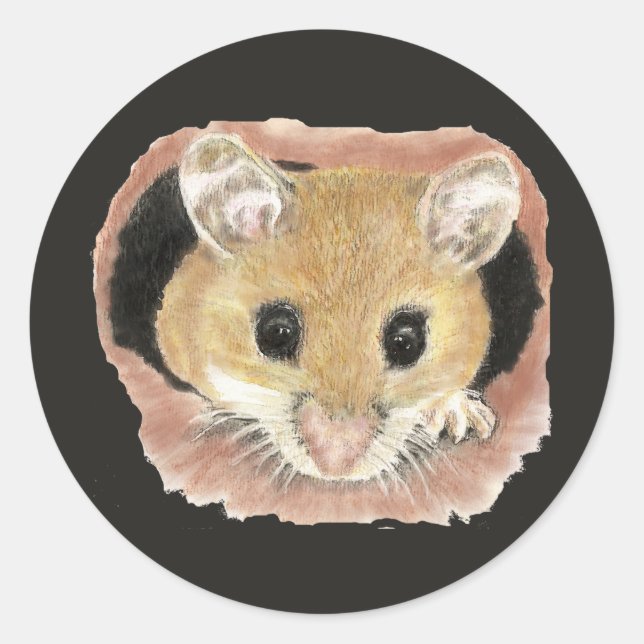Cute Watercolor Pocket Mouse Sticker (Front)