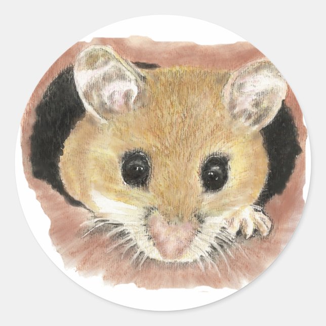 Cute Watercolor Pocket Mouse Sticker (Front)