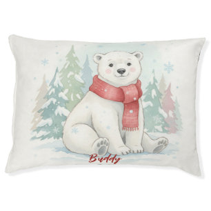 Cute watercolor Polar Bear  Pet Bed