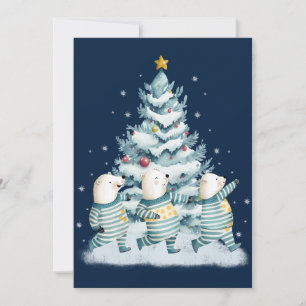 Cute Watercolor Polar Bears Holiday Card
