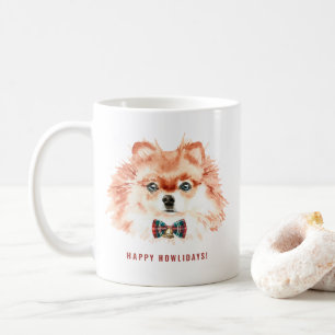 Cute Watercolor Pomeranian Dog Pet Christmas Coffee Mug