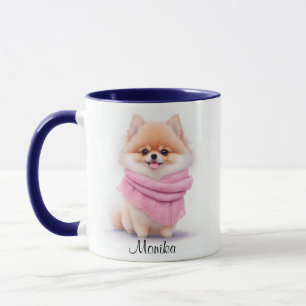 Cute Watercolor Pomeranian Puppy Dog Personized Mug