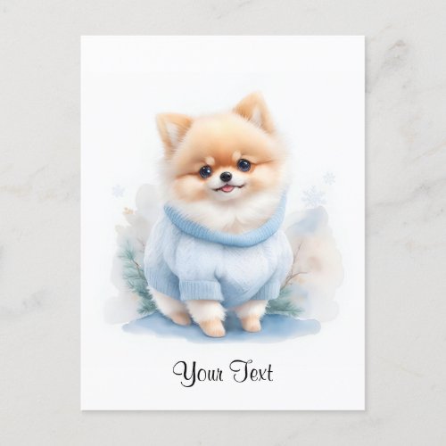 Cute Watercolor Pomeranian Puppy Dog Personized Postcard