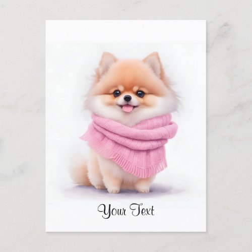 Cute Watercolor Pomeranian Puppy Dog Personized Postcard