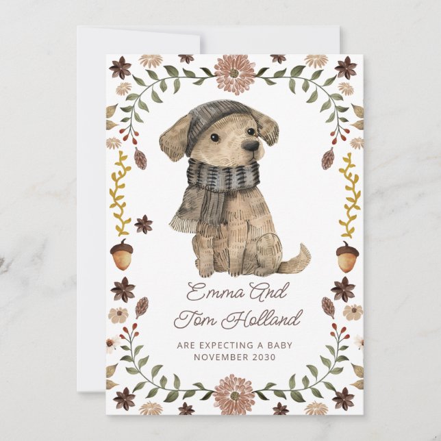 Cute Watercolor Pregnancy Announcement (Front)