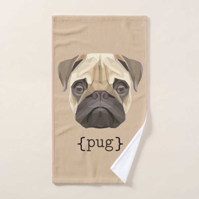 Cute Watercolor Pug Face Definition Bath Towel Set (Hand Towel)