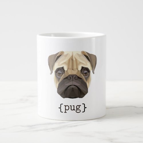 Cute Watercolor Pug Face Definition Giant Coffee Mug