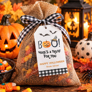Cute Watercolor Pumpkin BOO Happy Halloween Gift Tags