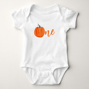 Cute watercolor pumpkin first birthday baby bodysuit