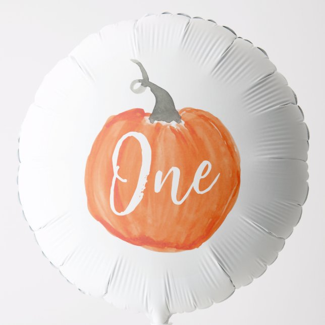 Cute watercolor pumpkin first birthday   balloon (Front)