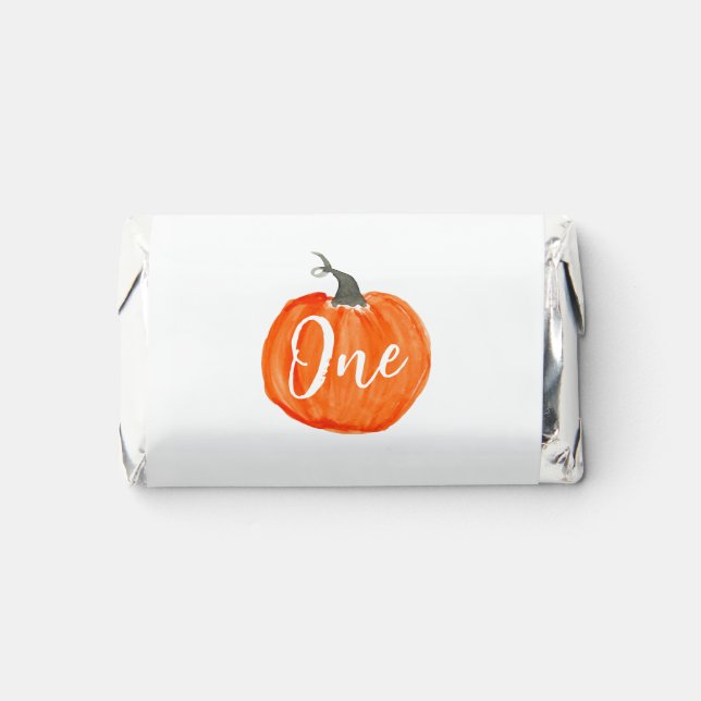 Cute watercolor pumpkin first birthday   hershey's miniatures (Front)