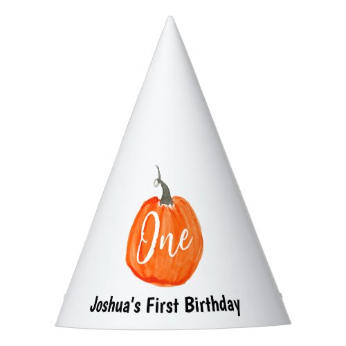 Cute watercolor pumpkin first birthday  party hat