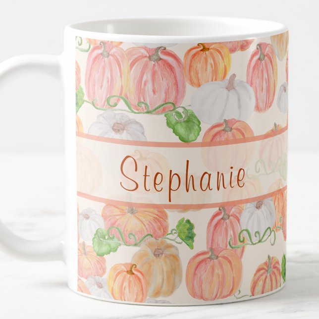 Cute Watercolor Pumpkin Patch custom name Coffee Mug (Creator Uploaded)