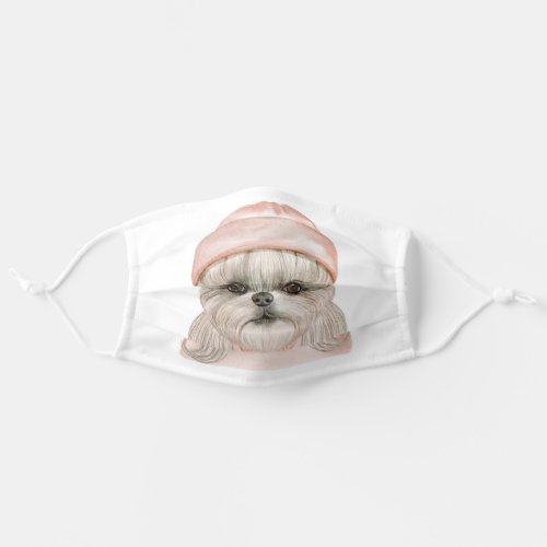 Cute Watercolor Puppy Chic Personalized Name Adult Cloth Face Mask