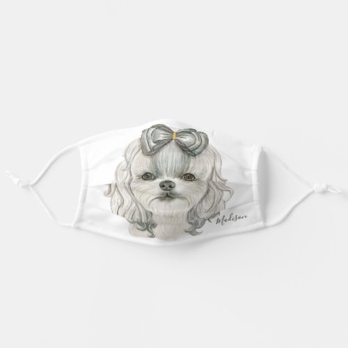 Cute Watercolor Puppy Dog Personalized Name Adult Cloth Face Mask