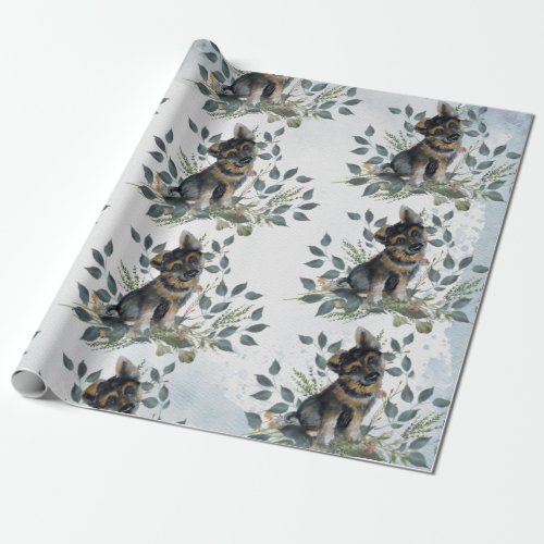 Cute Watercolor Puppy Dog  Wrapping Paper